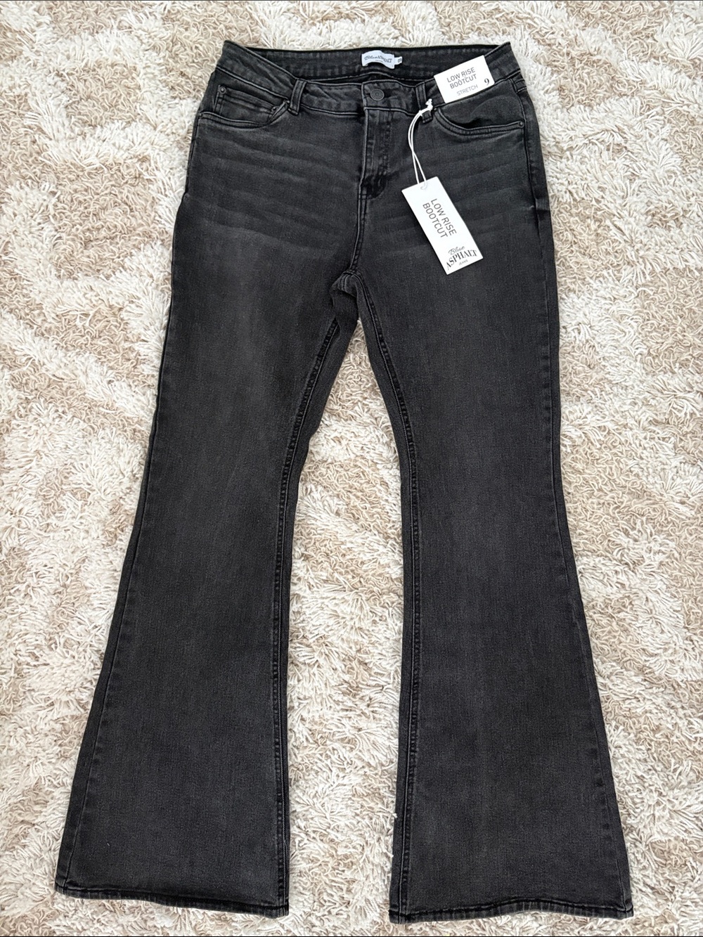 Black Low-Rise Flare Jeans